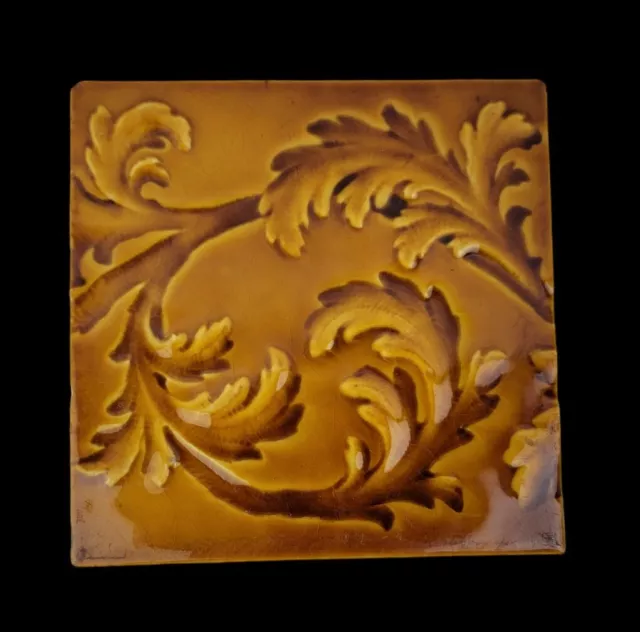 Antique Victorian Fireplace Beaver Falls Tile Co. PA Pottery Tile 6"