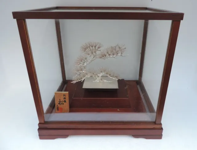 Vintage Art Deco Japanese Bonsai Sterling Silver Flowering Plum Tree Mitsunori