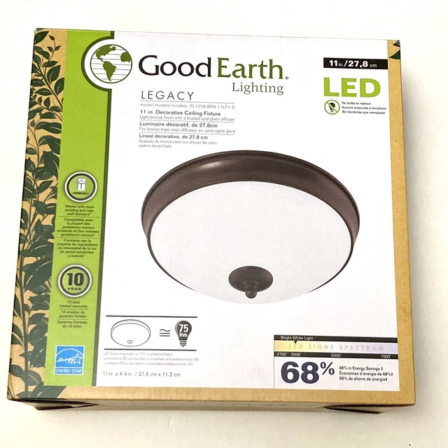 Good Earth Lighting LED Flush Mount Ceiling Light 11" Bronze NO BULB NEEDED