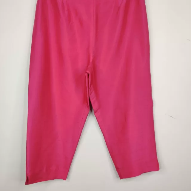 Clio Silk Pant 8 Petite Womens High Waist Cropped Straight Leg Pink Fuchsia 3