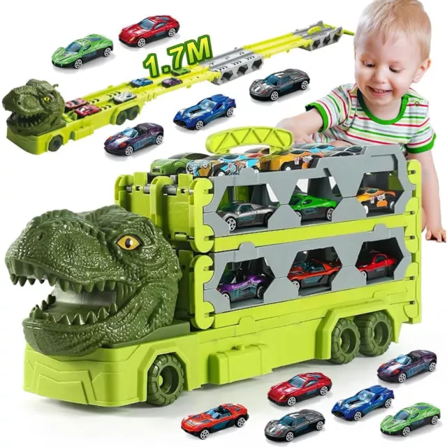 Kids Dinosaur Truck Toy Gift Storage Car Transport Carrier Model Music Light UK