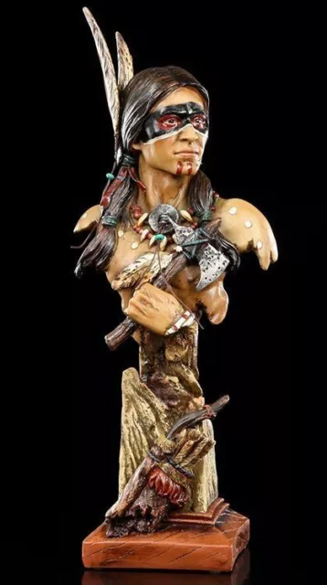 Indianer Figur Büste - Indianer mit Tomahawk - Western Deko