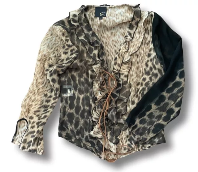 Just Cavalli, Leopard/Black/Brown transparent blouse, IT 44