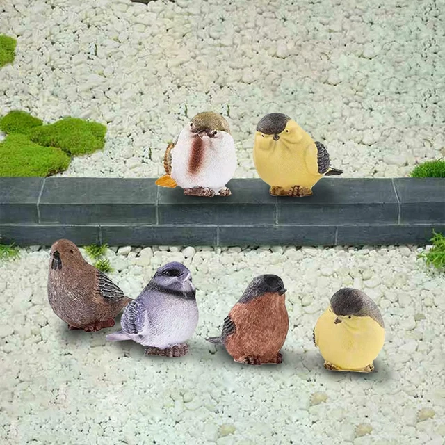 Packung mit 6 Garten-Vögel-Statuen-Figuren, Dekoration für Terrasse, Hof,