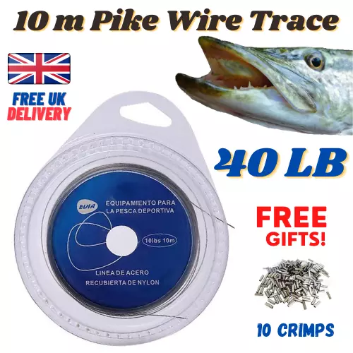 Pike Rigs Wire Trace - 40 lb with free crimps! Make your trace SEA FISHING TRACE