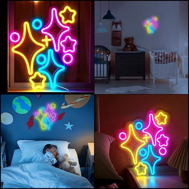 Shining Star Neon Sign Lights - Perfect Wall Decor for Bedroom, Game Room,