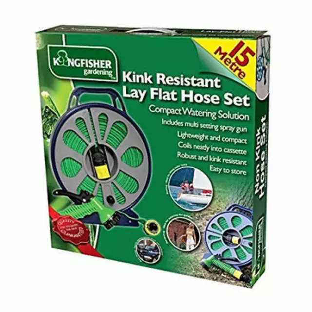 KINGFISHER 15 M Lay Flat Hose Kink resistant Green House GARDEN