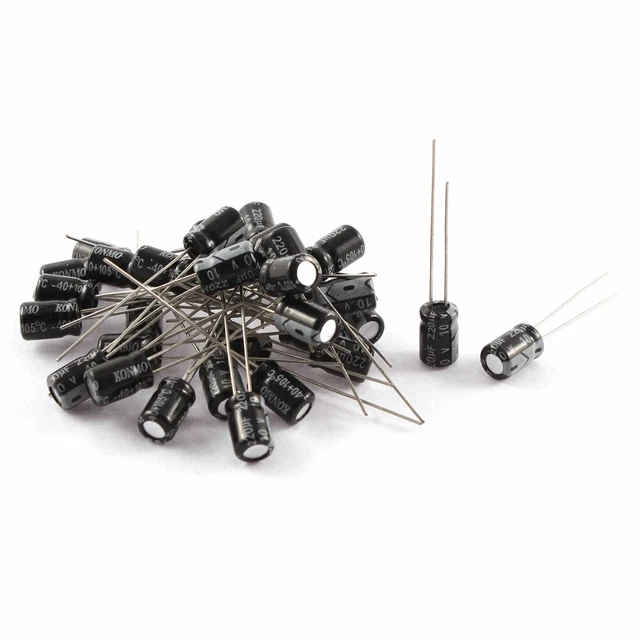 30Pcs 10V 220uF 105C Radial  Electrolytic Capacitor 5mm x 7mm