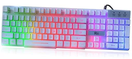 RK100+ White Gaming Keyboard,USB Wired Multiple Colors New RK100+ White