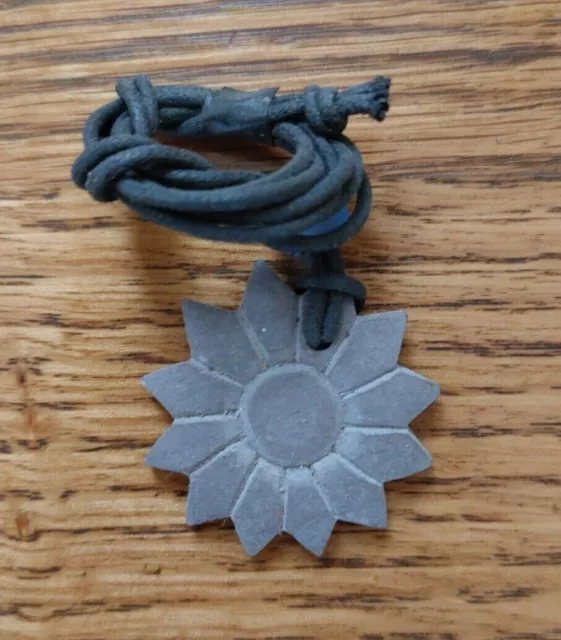 Hand Carved Flower Necklace Pendant