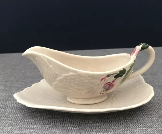 Crown Devon Fuschia / Leaf Small Sauce Boat And Stand