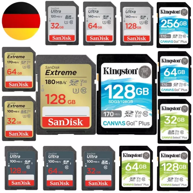 Sandisk SD Speicherkarte Kingston Extreme Canvas 32GB 64GB 128GB 256GB 512GB