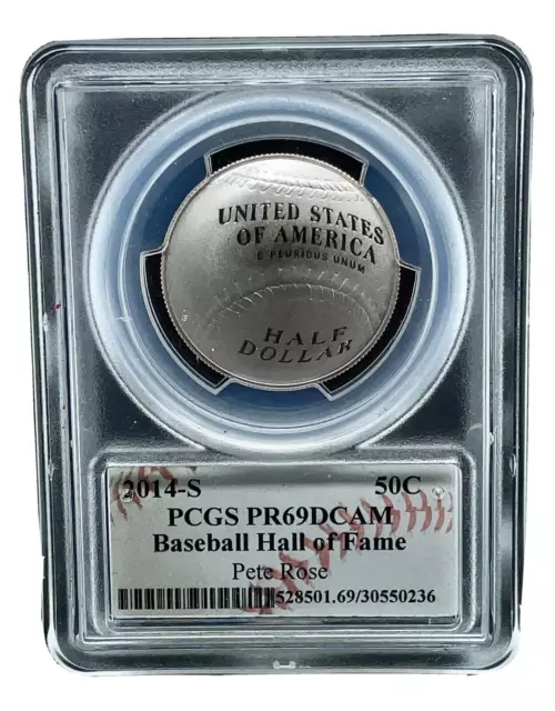 2014-S 50c PCGS Graded PR 69 DCAM Pete Rose Signature, Base Ball Hall of Fame