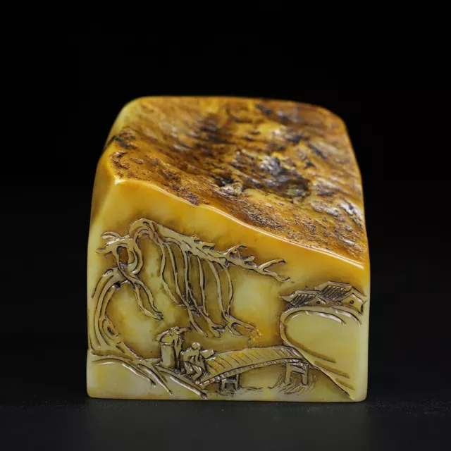 Chinese Natural Shoushan Stone Hand-carved Exquisite Landscape Figure Seal 20036