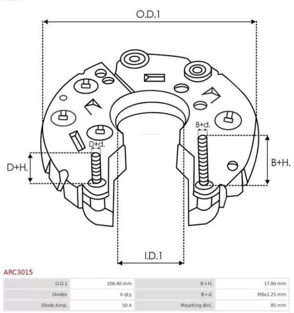 AS-PL Gleichrichter, Generator ARC3015 für PEUGEOT CITROËN MERCEDES-BENZ FIAT 3