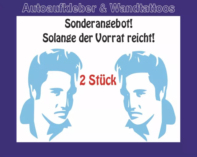 Autoaufkleber -2 Stück Porträt Elvis Presley  links und rechts blicken 12cm!!