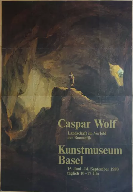Caspar Wolf Kunstmuseum Basel 1980 Ausstellungsplakat, sehr großes Format!