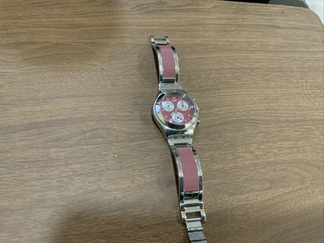 Swatch Irony  Swiss Made Quartz Chronograph Date Raspberry Womens Watch