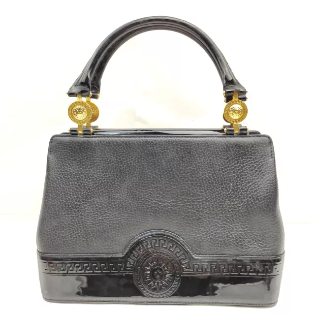 VERSACE Hand Bag  Black Leather 431413