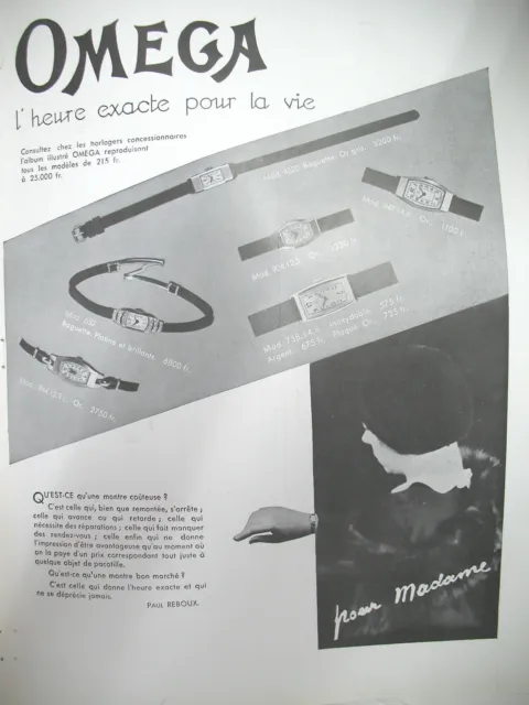 Publicite De Presse Omega Montre Pour Madame Heure Exacte Pour La Vie Ad 1931