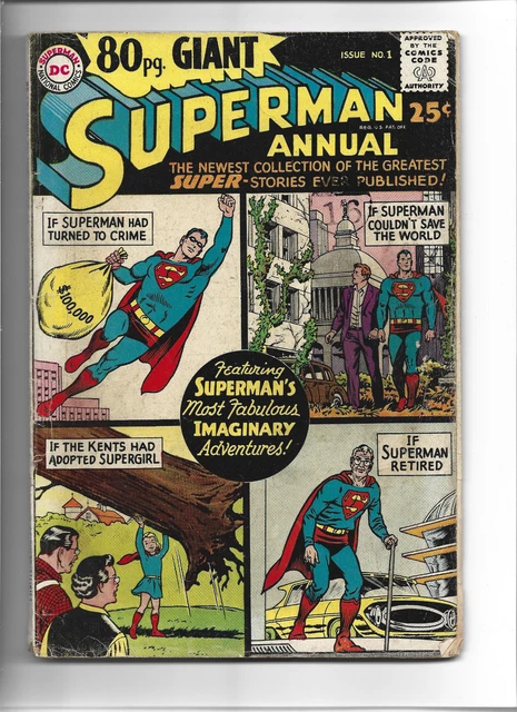80 Page Giant Superman Annual# 1 / Dc 1964 Good /  Imaginary Adventures.