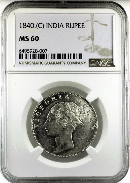 India British 1840.B Rupee Cont. Legend Type NGC MS60