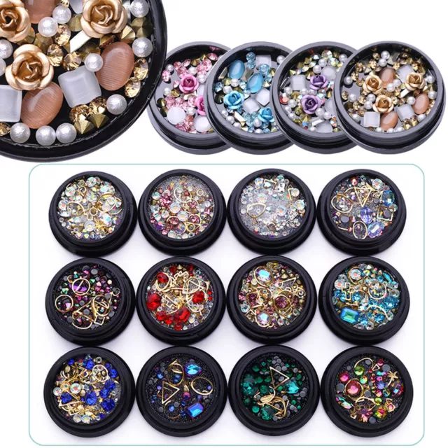 Nail Rhinestones Glitter Gems Crafts Studs 3D Nail Art Decoration Mix Size DIY