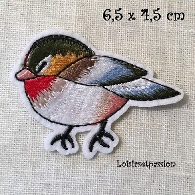 OISEAU COLIBRI Beige orangé ** 8 x 6,5 cm * ÉCUSSON PATCH BRODÉ thermocollant 