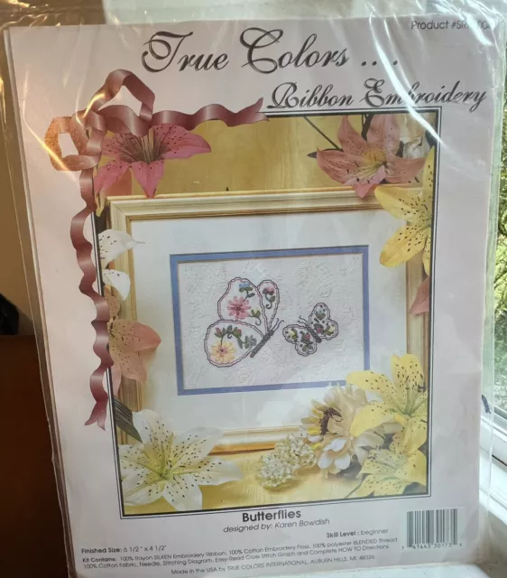 True Colors Ribbon Embroidery Kit "BUTTERFLIES" by Karen Bowdish NEW