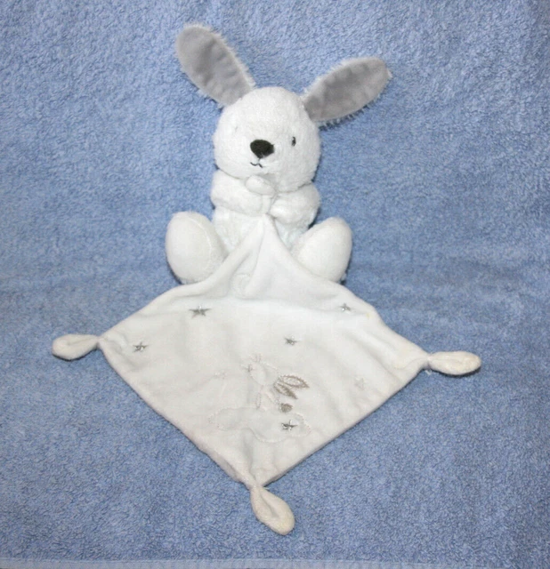 Simba Toys Doudou Lapin Blanc Gris Mouchoir Blanc Gris Etoile Lune Nuage Kom9