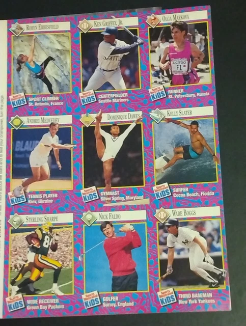 ✨🤑1993 K Slater RC✨FULL SHEET OF CARDS in SPORTS ILLUSTRATED FOR KIDS MAGAZINE