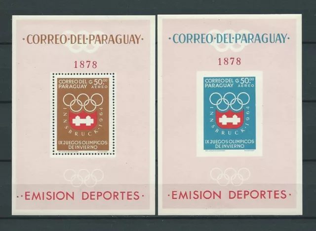 LATIN AMERICA - PARAGUAY - 1963 MI 48 et 49 BLOCS -  TIMBRES NEUFS** MNH LUXE