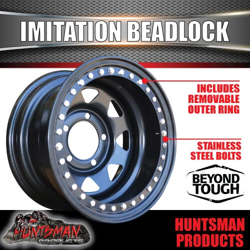 16X8 5/150 PCD -50 Offset Steel Imitation Beadlock Rim. Stainless Bolts ...