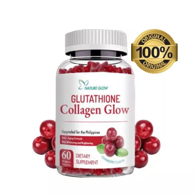 Nature Glow Glutathione Collagen Glow 60 Organic Gummies (Cranberry)