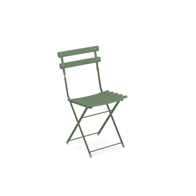 set da 2, sedia Avenue, verde militare, in metallo, pieghevole, per esterni.