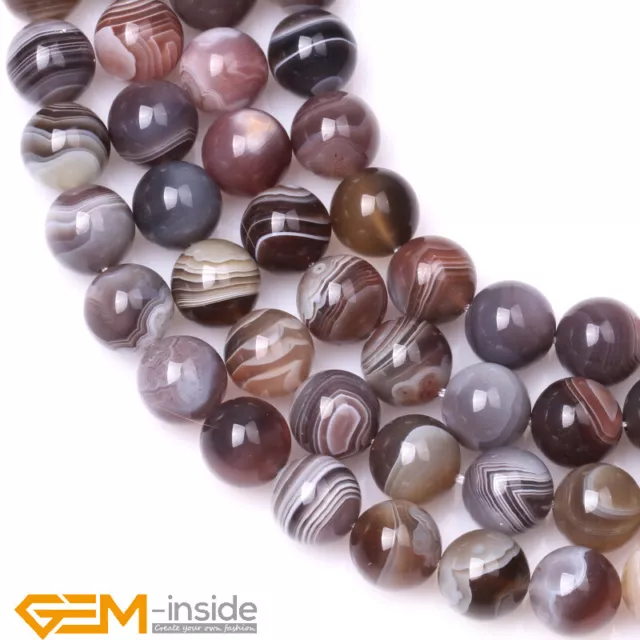 Natural Botswana Agate Gemstone Round Spacer Loose Beads Jewelry 15" 6mm-12mm