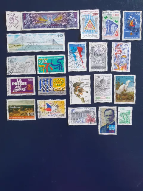 Lot de 20 timbres oblitérés de France année 1995 tous différents TBE