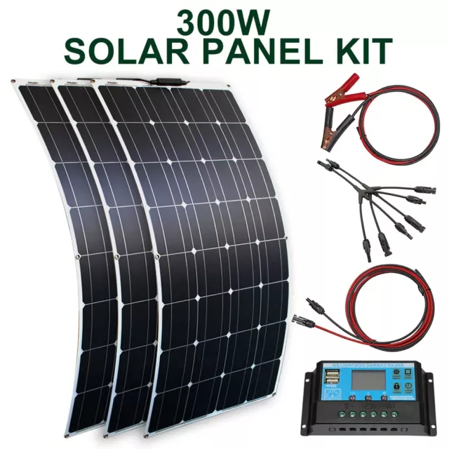 Kit Pannello Solare Fotovoltaico Flessibile 300W 200W 100W 12V 24V Modulo Carica