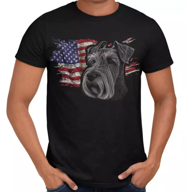 Patriotic Standard Schnauzer American Flag - Adult Unisex T-Shirt