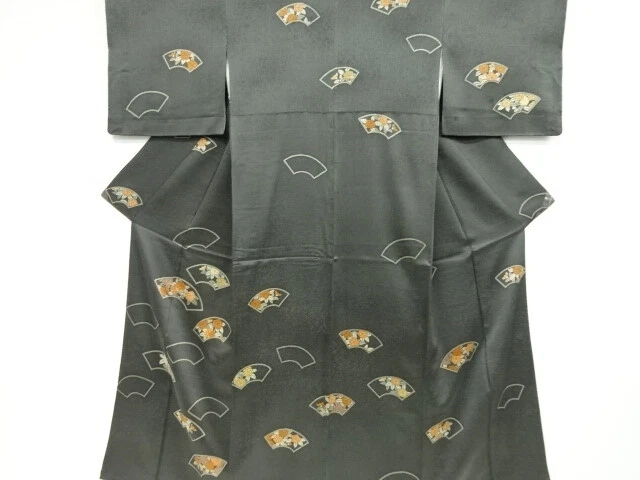 42830# Japanese Kimono / Antique Kimono / Embroidery / Jigami Pattern With Flowe