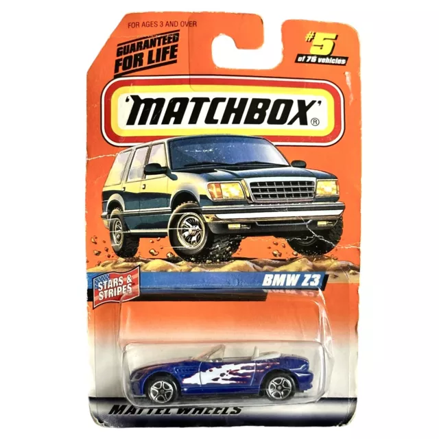VTG 1997 Matchbox Stars & Stripes Mattel Wheels BMW Z3 Blue NIP 5/75