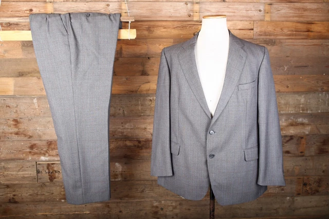 Tuta vintage Magee 46R 42W 29L grigio vetro finestra lana a scacchi