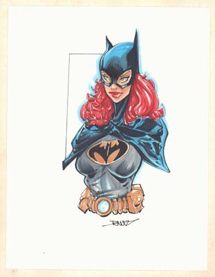 Batgirl Barbara Gordon Bust Color Commission - Signed art by Randy Kintz
