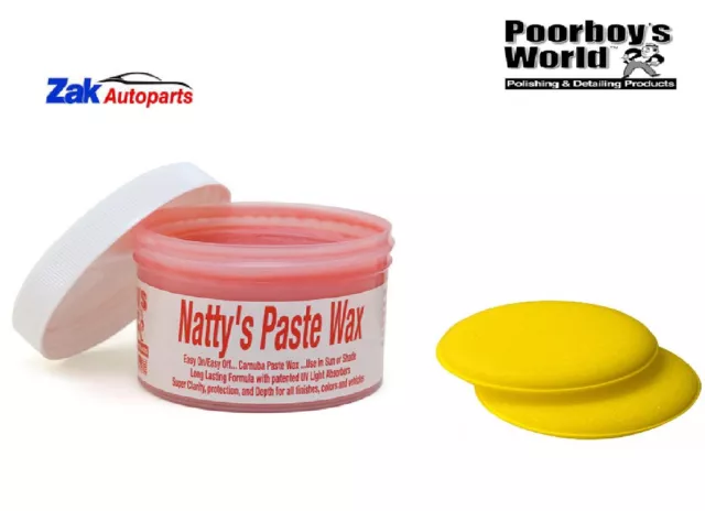 *NEW* Poorboys World Nattys Paste Wax Carnauba Red+ 2 Applicator Pads