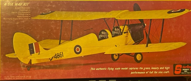 Sterling Models De Havilland Tiger Moth Sealed Model.   33” Wingspan