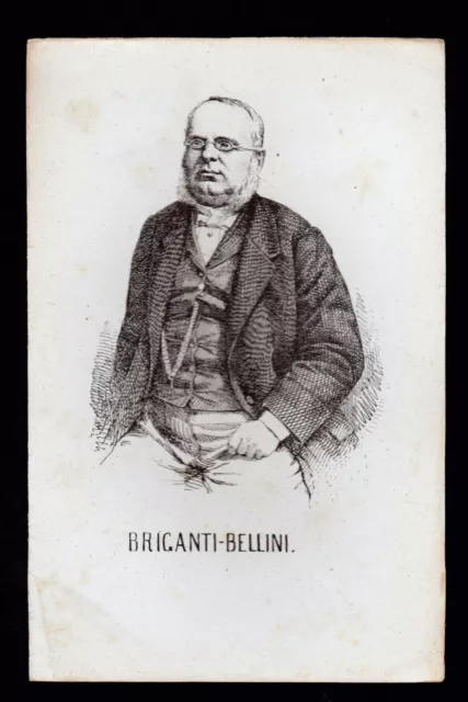 Briganti Bellini Incisione Xilografia '800 Politico Deputato Regno D' Italia