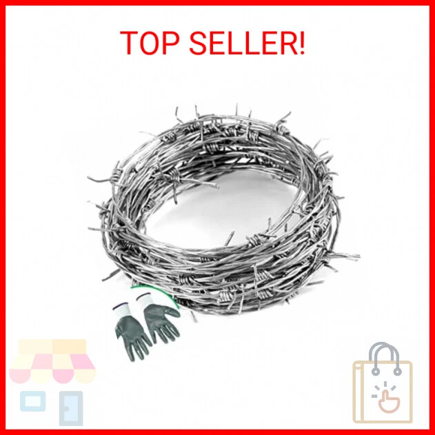 Suvunpo 32FT Barbed Wire,4 Point Barbed Wire Fence Perfect for Crafts, Fences, a