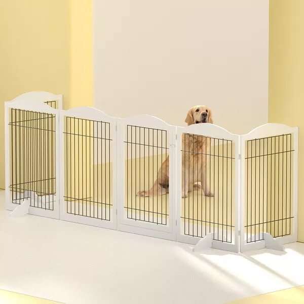 Dog Playpen Enclosure 6 Panel Pet Fence Wooden Play Pen