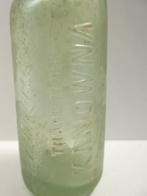 Long & Seebeck Kanowna Glass Codd Marble Bottle Embossed Feather