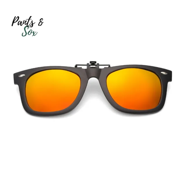 Orange Retro Polarized Clip On Flap Up Sunglasses UV 400 Protection Mens Womens